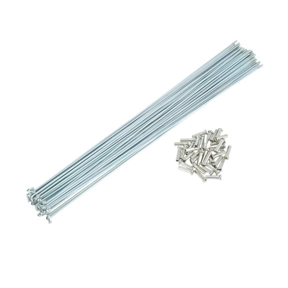 14G J Bend Bicycle Spokes 14G 294mm Length Bike Wheel Spokes with Nipple for MTB Wheel Spokes Silver Tone Carbon Steel Galvanized 36 Set
