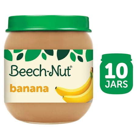 Beech-Nut Non-GMO Stage 2 Baby Food, Banana, 4 oz Jar, 10 Pack