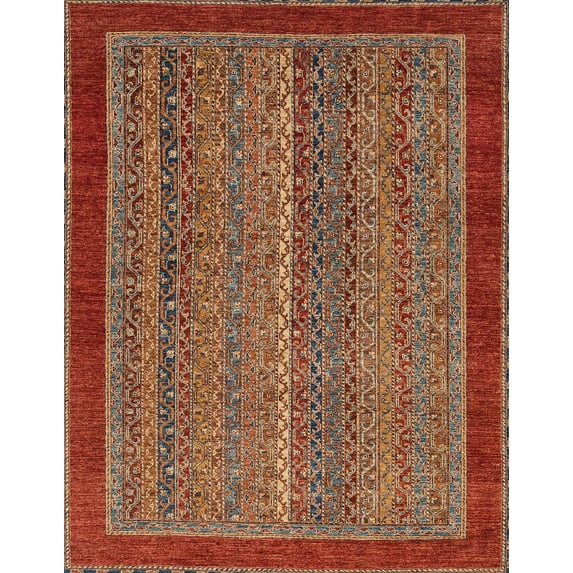 Ahgly Company Indoor Rectangle Abstract Red Abstract Area Rugs, 7' x 10'