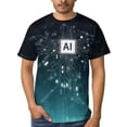 thumbnail image 4 of LAOLIUSN Men's AI Artificial Intelligence Graphic T-Shirt, Futuristic Techwear All Over Print Tee, 2XL, 4 of 7