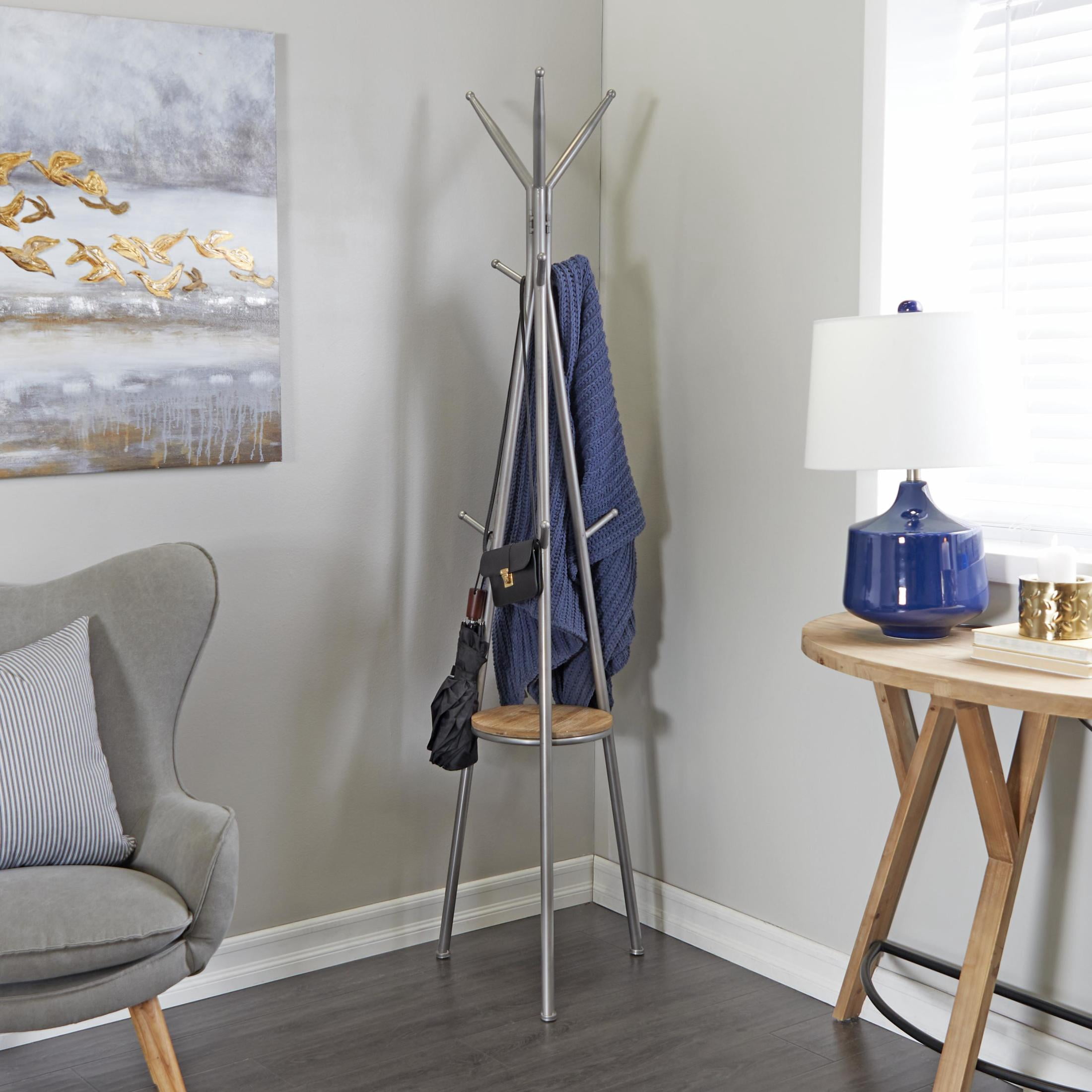 DecMode 17" x 72" Gray Metal Coat Rack, 1-Piece