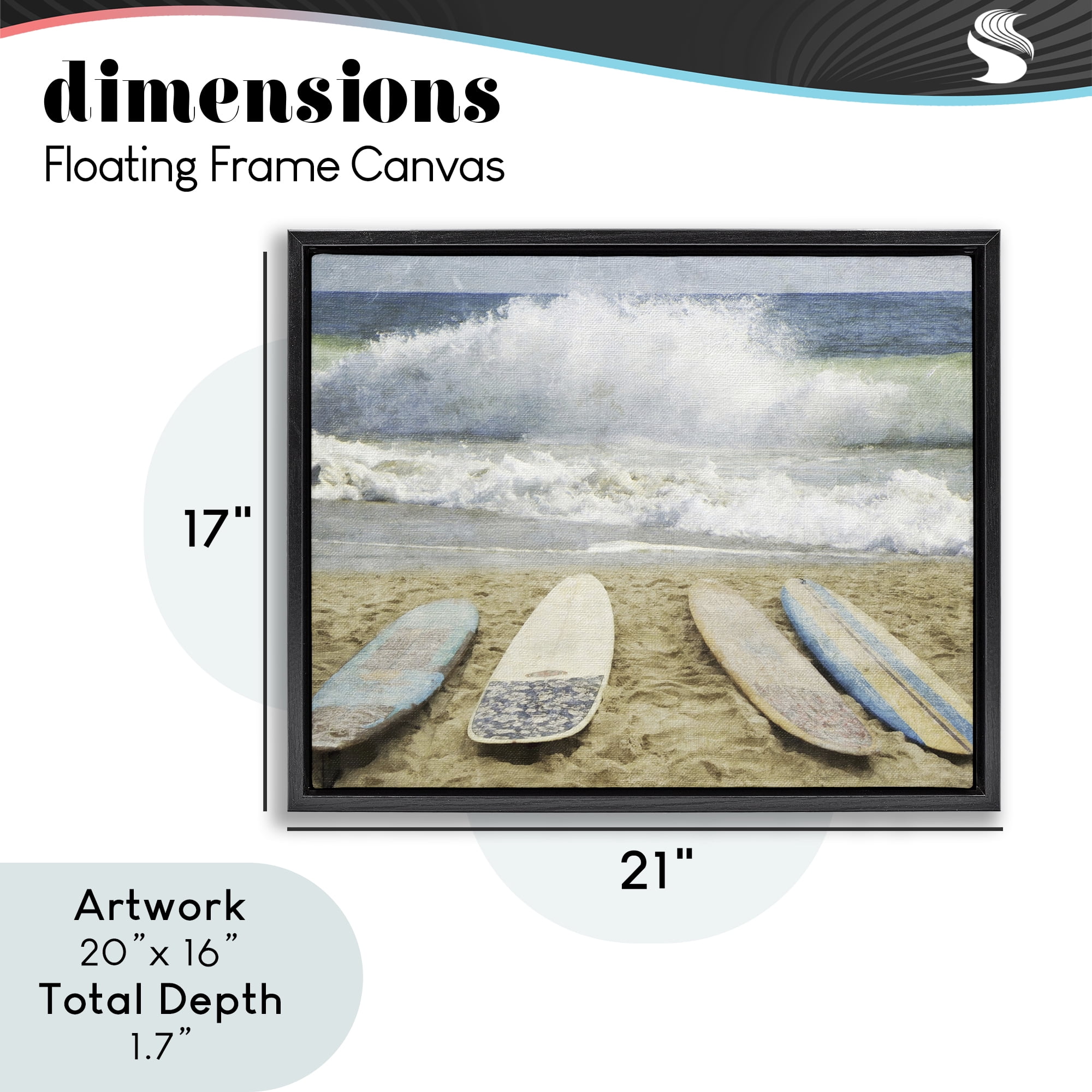 Stupell Industries Surfboards At The Ready Black Framed Floater Canvas Wall Art, design by Grotto Studios
