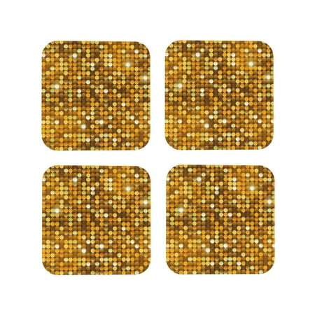 

Honeii Bright Shiny Golden Print Leather Coaster Set of 4 Ideal for Safeguarding Your Furniture from Drinks Spills and Effortless Cleanup-Square