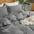 thumbnail image 5 of 100% Cotton Muslin Duvet Cover Set Twin Size,2 Pcs Ultra Soft Breathable & Lightweight Gauze Bedding Set with 1 Pillowcase,Textured Home Decor with Button, 68"×90" Dark Grey,No Insert, 5 of 14