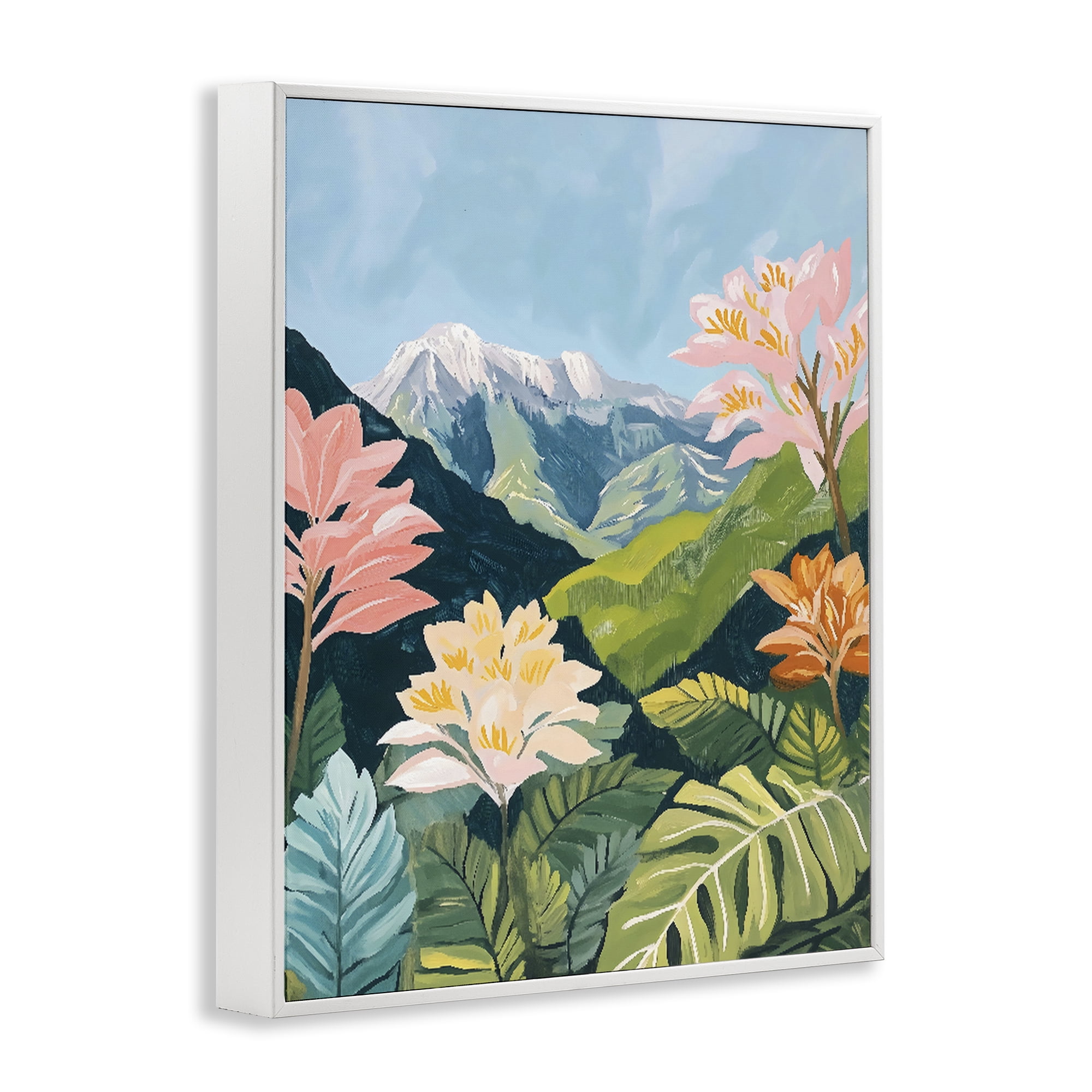 Stupell Industries Tropical Mountain Landscape White Framed Giclee Art, design by The Prints Vibe
