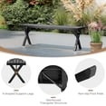 thumbnail image 4 of 54" Metal Outdoor Backless Bench, Heavy-Duty 2-Person Patio Dining Bench with Slatted Seat & X Legs, Outside Bench for Yard, Garden, Porch, 800 LBS Max Load, 4 of 9