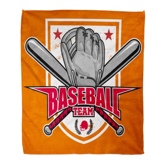 SIDONKU Throw Blanket 58x80 Inches Player Baseball Glove Cross Bat and Shield Emblem Badge Softball Warm Flannel Soft Blanket for Couch Sofa Bed