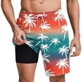 thumbnail image 2 of Fnnxeal Mens Quick Dry Swim Trunks with Liner Tropical Palm Tree Print Board Shorts Beach Shorts for Men,Size L, 2 of 6