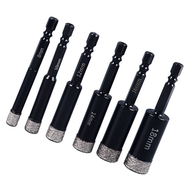 Kit De Brocas En Seco, Vástago Hexagonal, 6 Piezas, Broca Para Azulejos Eficiente De Larga Vida útil, 8 10 12 14 16 18 Mm Para Hormigón