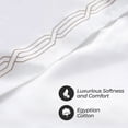 thumbnail image 3 of Superior Egyptian Cotton 1200 TC Embroidered White/Taupe Sheet Set, Queen, 3 of 13