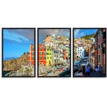 IDEA4WALL 3 Piece Framed Canvas Wall Art for Living Room, Bedroom Italy City Landscape Canvas Prints for Modern Home Decoration Ready to Hang