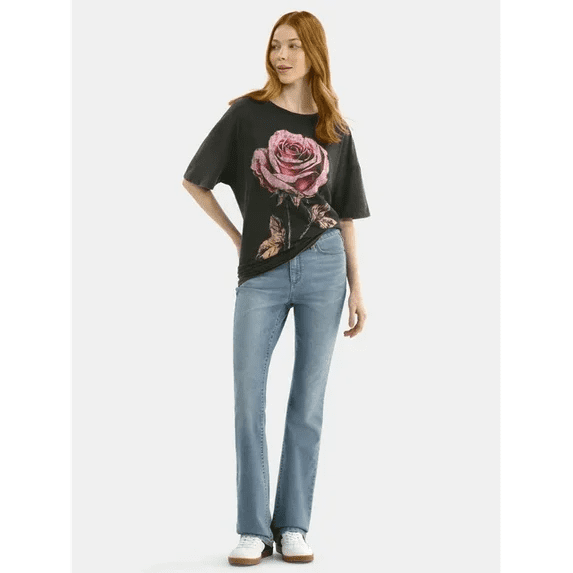 Retro rose pattern women's T-shirt