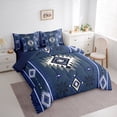 thumbnail image 3 of Manfei Aztec Twin Bedding Sets 7pcs,Boho bohemian Print Bedding Comforter Set 7pcs,Bule Retro Geometric Sheet Sets,Ultra Soft Bedroom Decor Reversible, 3 of 6