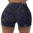 thumbnail image 2 of Balery Copper-Gold Gloss Outline Flower Pantalones cortos de entrenamiento estampados para mujer, sin costuras, ajustados, para gimnasio, yoga, correr, deportes, ejercicio activo, fitness.-Large, 2 of 8