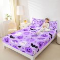 thumbnail image 3 of Feelyou Cartoon Ghost Pumpkin King Sheets, Kawaii Bat Rainbow Bedding, Purple, 4 Pieces, 1 Flat Sheet, 1 Fitted Sheet and 2 Pillowcases, 3 of 5