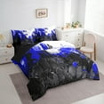 thumbnail image 3 of Manfei Abstract Marble Bedding Comforter Set 7-Piece, Black Blue White Full Bedding Set, Modern Watercolor Marbling Fitted Sheet Flat Sheet, Super Cozy Room Decor, 3 of 8