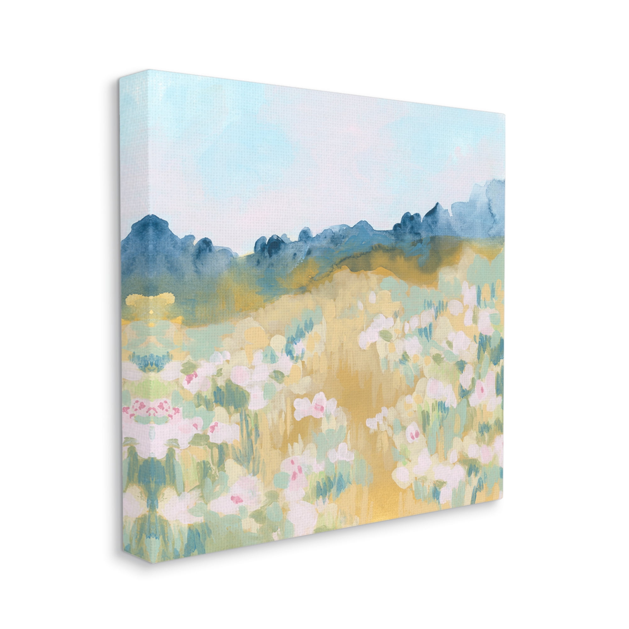 Stupell Industries Modern Pink Flower Meadow Nature Painting Gallery Wrapped Canvas Print Wall Art, 24 x 24