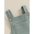thumbnail image 6 of Gureui Baby Cotton Linen Suspender Overalls, Solid Color Sleeveless Square Neck Romper Outfit for Boys Girls, 6 of 10