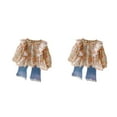 thumbnail image 4 of QualitChoice Girl Coat Set Kid Suit Children Outfit Washable Skin Close Lace Outdoor Daily Exquisite Clothes Spring Trousers Beige 140cm 2PCS, 4 of 6