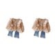 thumbnail image 2 of Jumpingount Conjunto de abrigo para niña, traje para niños, traje para niños, piel, cierre de encaje, diario, otoño, pantalones de moda, Beige 100cm 2piezas, 2 of 6