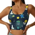 thumbnail image 3 of Goofa Space and Animals Printed Sports Bras for Women, High Impact Running Bra Workout Crop Tank Tops Longline Sports Bra Push up-Large, 3 of 9