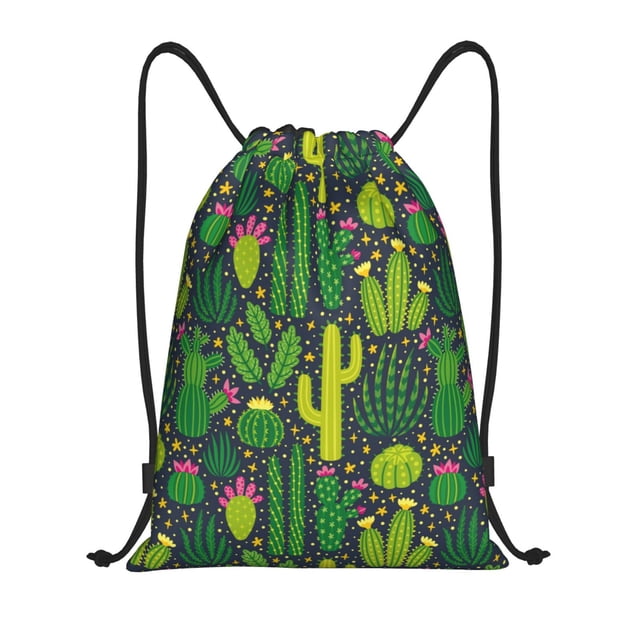 Saiise Cactus 1 Pattern Sports Drawstring Backpack - String Swim Gym Bag with Wet Proof Pocket for Women&Men-Medium