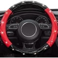 thumbnail image 3 of Diamond Leather Bling Steering Wheel Cover, Fit 15 inch -Black+Red Universal Car Steering Wheel Protector with Crystal Rhinestones Anti-Slip Soft Inte, 3 of 5