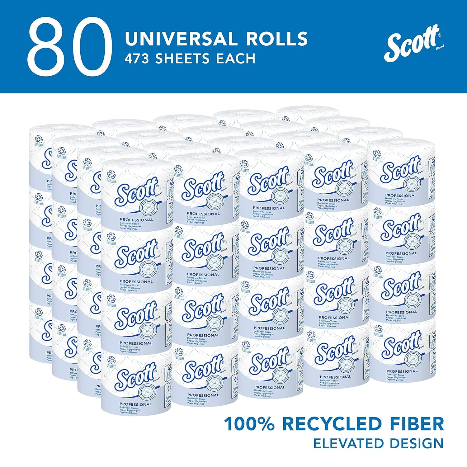 Scott Kimberly-Clark Professional 13217 100% Recycled Fiber Roll Bathroom Tissue- 550 Sheets/Roll | 80/Carton