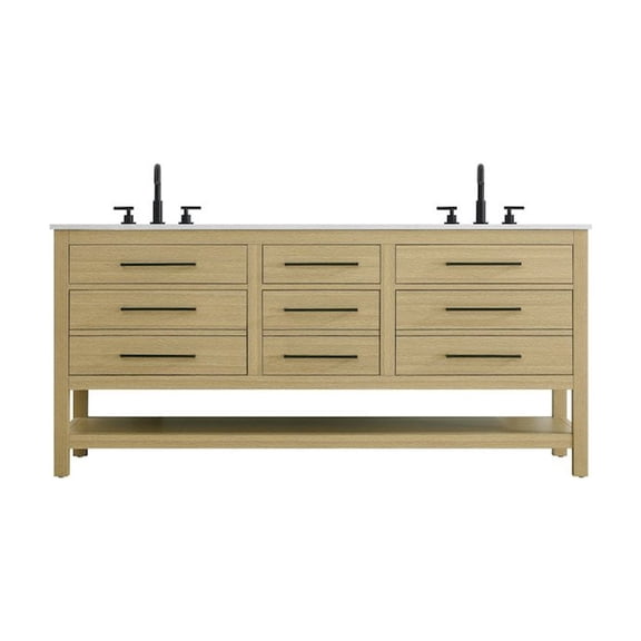 Elegant Kitchen and Bath 72 inch Double Bathroom Vanity in Honey Brown