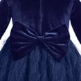 thumbnail image 5 of IDOPIP Toddler Kids Girls Shiny Velvet Dress Long Sleeve Fall Winter Christmas Dresses 120 Sapphire blue, 5 of 6