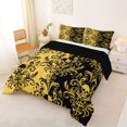 thumbnail image 2 of jejeloiu Western Vintage Skull Queen Comforter Set,Rich Damask Comforter Sets Queen For Adults,Gold Black,Black Reversible,3pcs,1 Comforter and 2 Pillowcases, 2 of 7