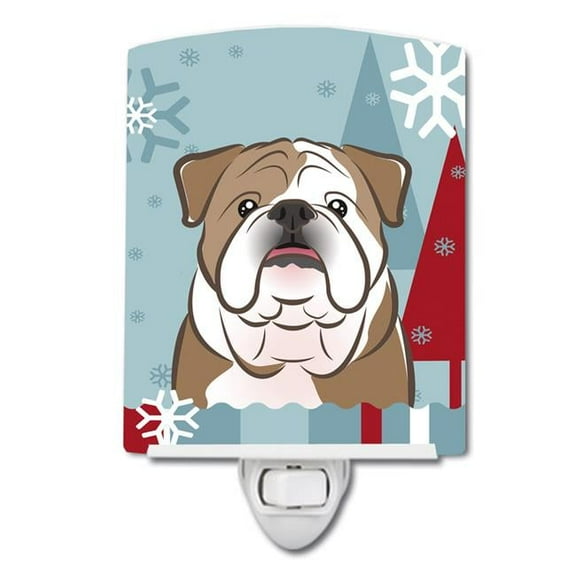 Caroline's Treasures BB1715CNL Winter Holiday English Bulldog Ceramic Night Light, 6x4x3", multicolor