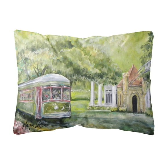 Carolines Treasures MW1091PW1216 Streetcar Next Stop Audubon Park   Canvas Fabric Decorative Pillow 12H x16W multicolor