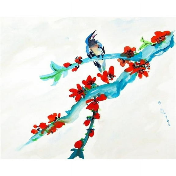 Betsy Drake TP657 24 x 30 in. Red Buds & Birds Outdoor Wall Hanging