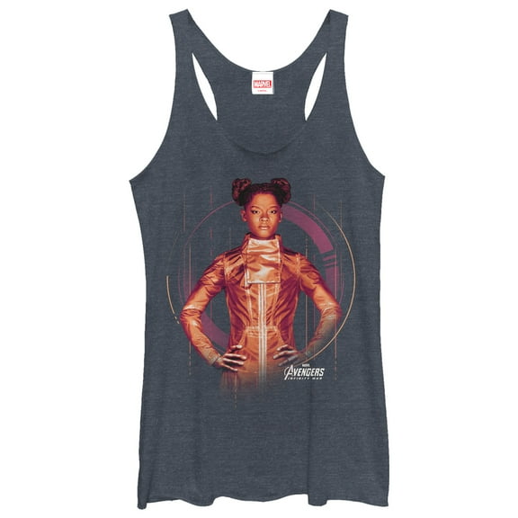 Women's Marvel Avengers: Infinity War Shuri Tech Racerback Tank Top Navy Blue Heather Large