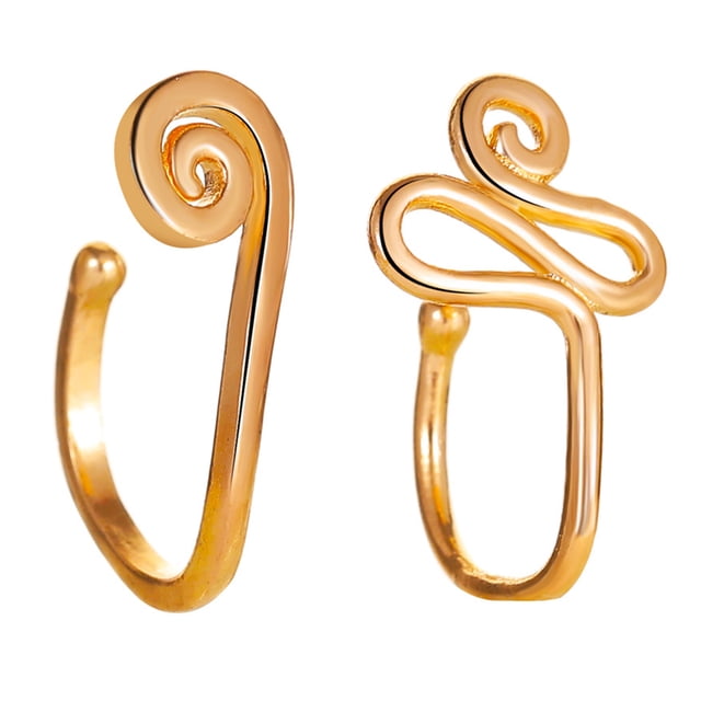 MasteelfCA 2Pcs Shining U-shape Nose Rings Snail-shape Nose Ring Snake-shape Nose Jewelries