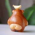 thumbnail image 2 of Wooden Bear Statue Decorative Figurine - Mini Wood Carving Animals Ornament, Creative Wood Desktop Decor for Shelf, Living Room, Office, Handcrafted Gift, 2 of 8