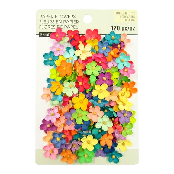 Recollections Bright Multicolored Paper Flower Embellishments, 12 Packs: 120 ct. (1,440 total)
