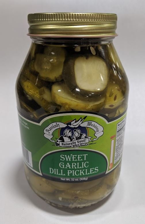 Amish Wedding Sweet Garlic Dill Pickles Ready to Eat USA Made 32 Oz