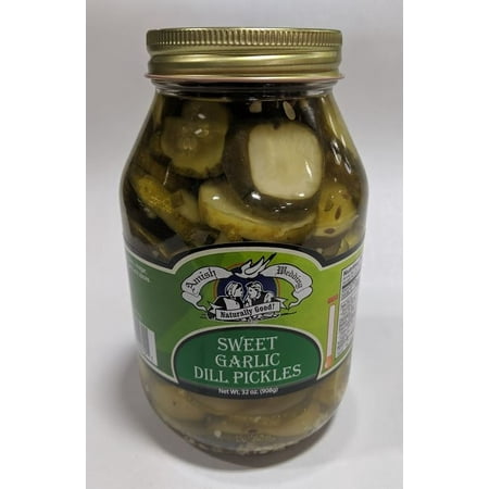 Amish Wedding Sweet Garlic Dill Pickles - 32 Oz (Best Refrigerator Garlic Dill Pickles Recipe)