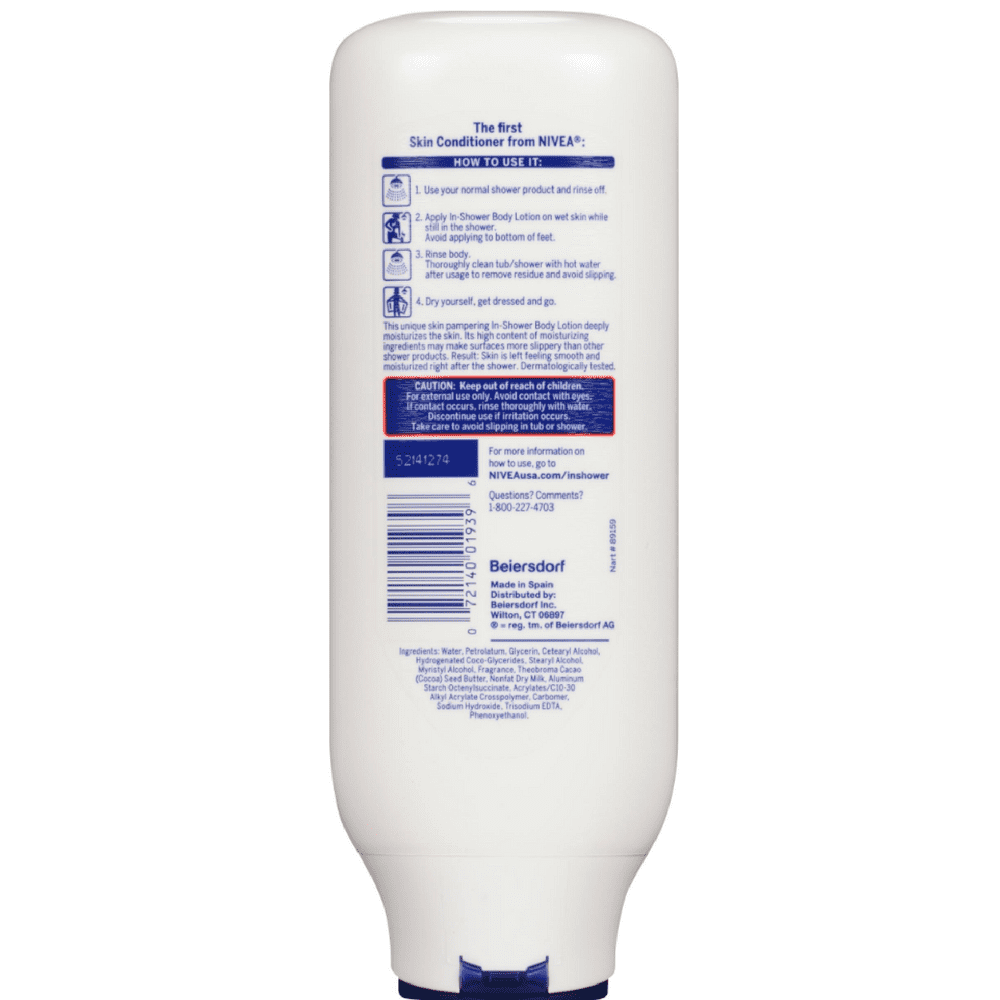 NIVEA In-Shower Body Lotion, Cocoa Butter 13.50 oz (Pack of 2)