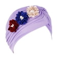 thumbnail image 3 of Solid Floral Turban Wrap Cap for Women Muslim Style Ruffle Soft Beanie, 3 of 3