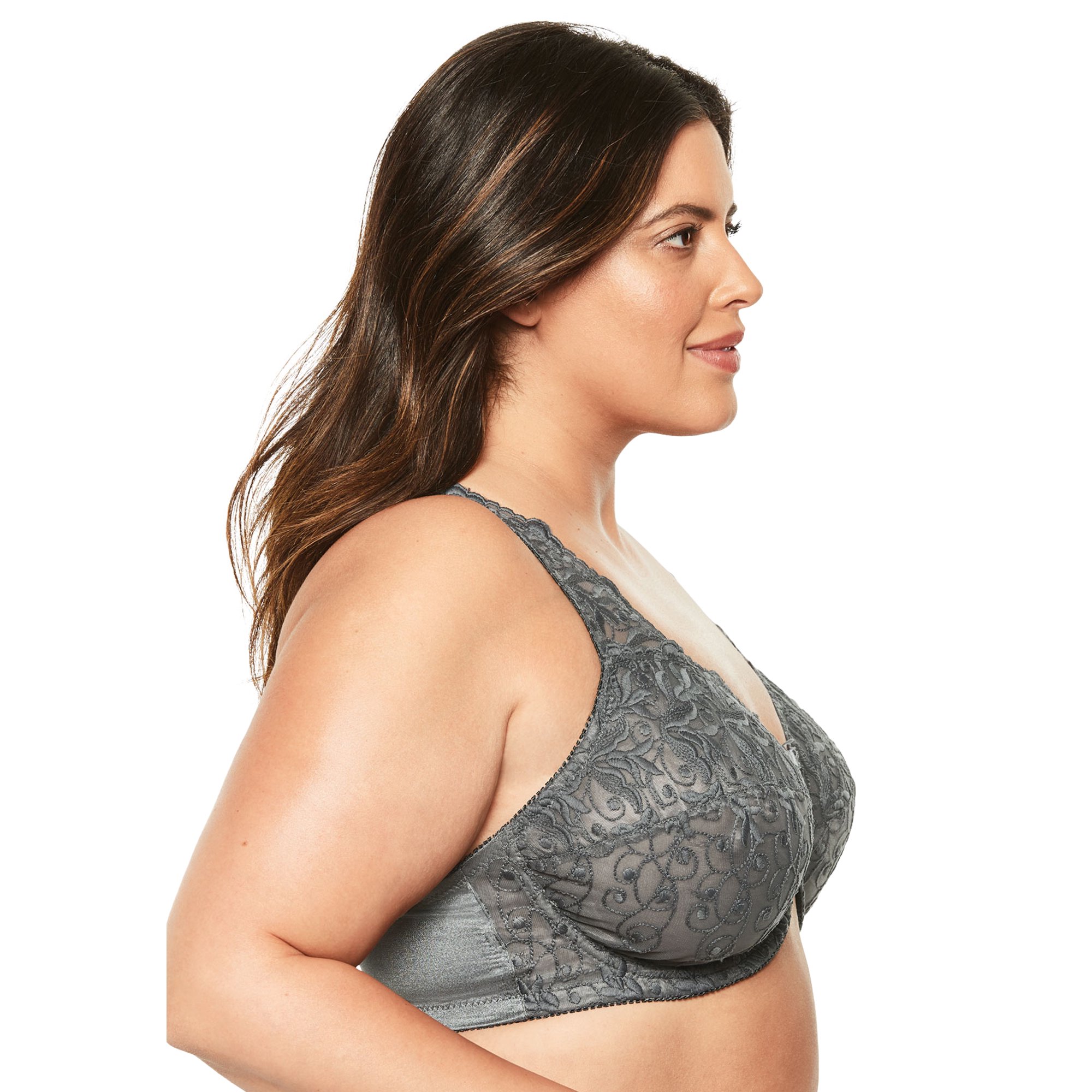 Amoureuse Women's Plus Size Embroidered Front-Close Underwire Bra Bra