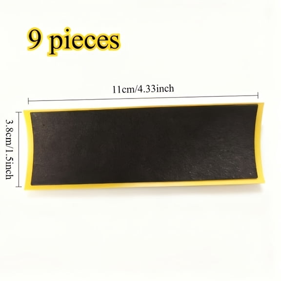 9pcs 38x110mm Fingerboard Grip Tape, Black Sandpaper with Yellow Liner, High Friction Anti-Slip Replacement Sticker for Tech Deck Mini Skateboard