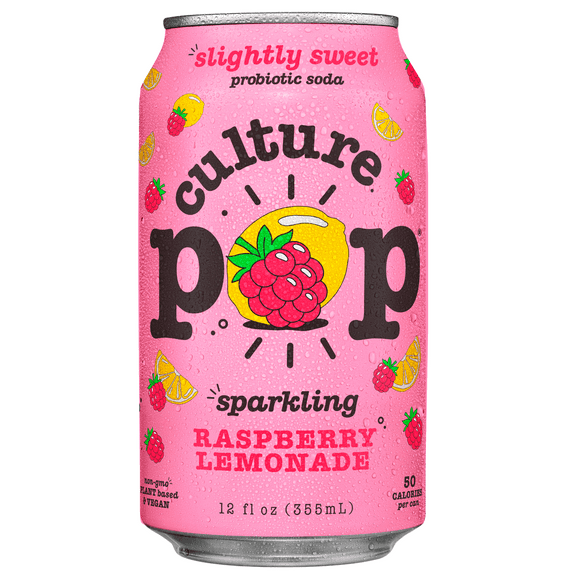 Culture Pop Soda Raspberry Lemonade, Probiotic Soda, 12 fl oz