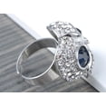thumbnail image 4 of Alilang Womens Adjustable Silvery Tone Dark Blue Gemstone Big Eyed Wise Owl Head Ring, 4 of 4