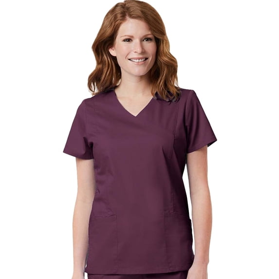 Blossom by Maevn Women's Signature Mock Wrap Solid Scrub Top