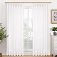 thumbnail image 1 of White Pinch Pleated Curtains 84 Inch Long, Linen Living Room Pleat Curtains Back Tab Light Filtering Privacy Window Drapes, 40W X 84L, 2 Panels, 1 of 10