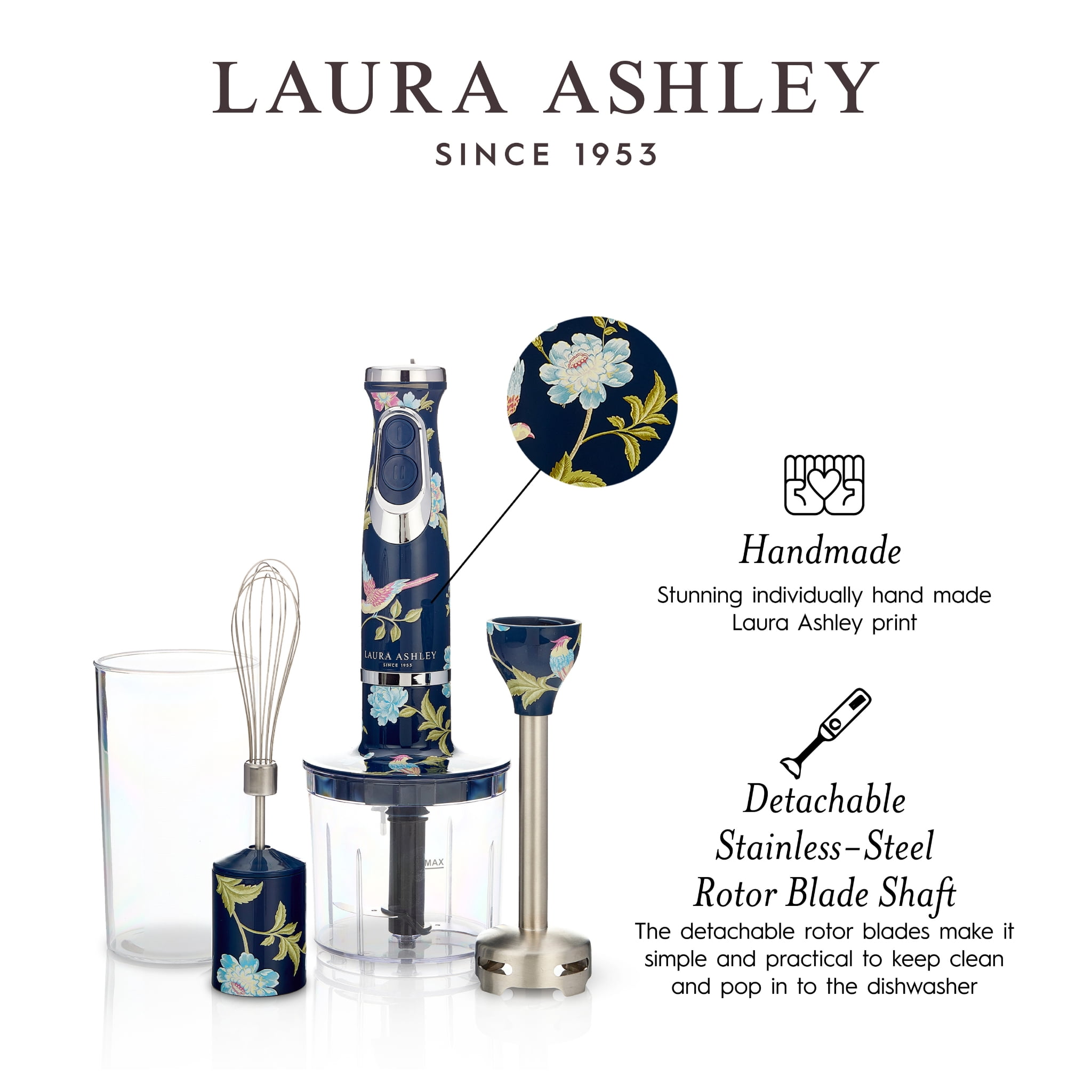 VQ - Laura Ashley 500-watt Hand Blender 4-in-1 Set - Elveden Navy