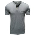 thumbnail image 5 of Frontwalk Mens Fashion Henley Collar Summer Tops Button Down Plain Basic Tee Men Short Sleeve Holiday Blouse Light Gray S, 5 of 5
